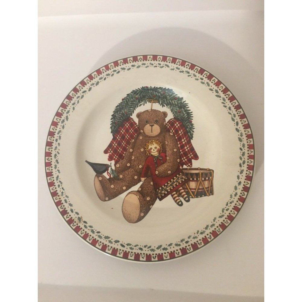 Christmas Bears Sakura Debbie Mumm Salad Plate-Wreath 1998